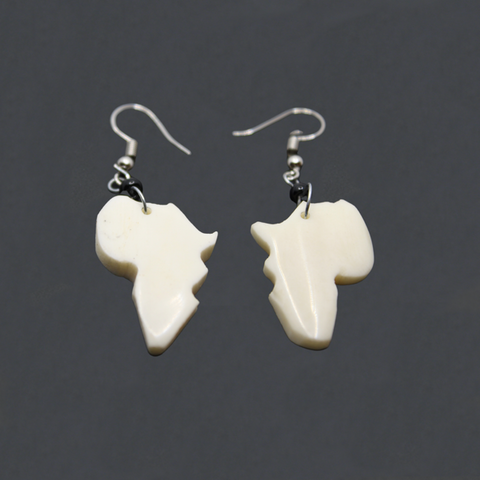 Cream African Map Earrings